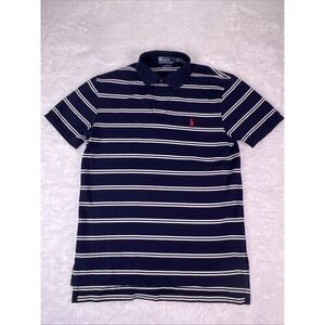 Polo Ralph Lauren Men's Medium Polo Shirt Striped Pima Stretch‎ Mesh Cotton S/S